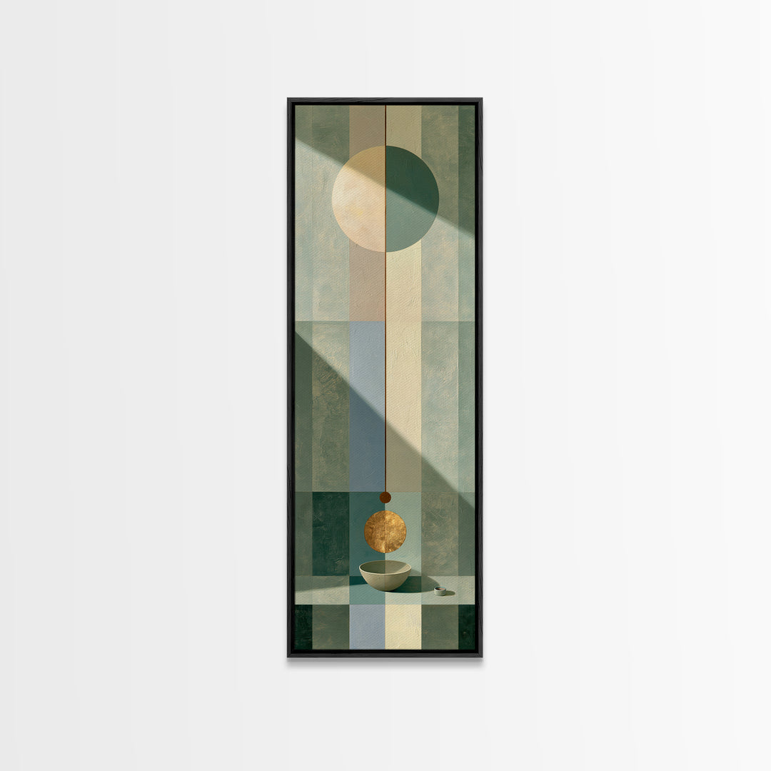 Sage and Ivory Geometric Calm Composition Canvas Print, Spa Art, Luxury Decor, Spa Decor, Abstract Art, Serenity, SPA-1x3-9