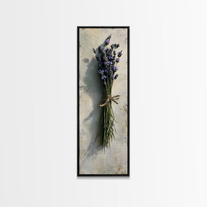 Lavender Bundle with Soft Shadow Framed Canvas Print, Spa Art, Boho Decor, Spa Decor, Oil Painting, Serenity, Printable Art, SPA-1x3-91