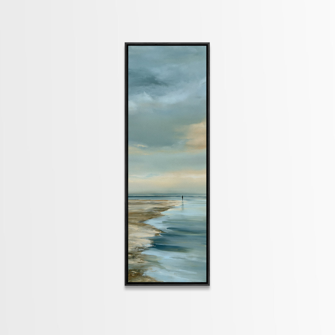 Coastal Horizon in Muted Spa Blues Canvas Print, Spa Art, Art Print, Spa Decor, Serenity, Botanical Art, Nature Prints, SPA-1x3-94