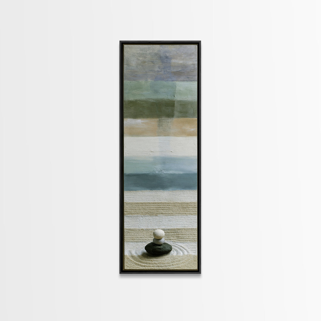 Sand Garden Lines Framed Canvas Print, Spa Art, Dog Canvas, Spa Decor, Fine Art, Serenity, Art Print, Room Decor, SPA-1x3-96