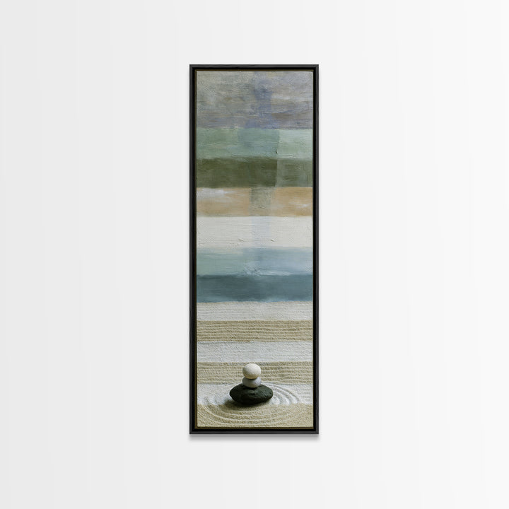 Sand Garden Lines Framed Canvas Print, Spa Art, Dog Canvas, Spa Decor, Fine Art, Serenity, Art Print, Room Decor, SPA-1x3-96