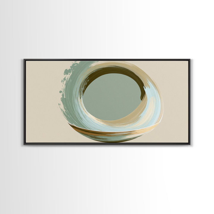 Minimal Zen Circle Brushstroke Framed Canvas Print, Spa Art, Salon Decor, Spa Decor, Fine Art, Serenity, Statement Artwork, SPA-2x1-100
