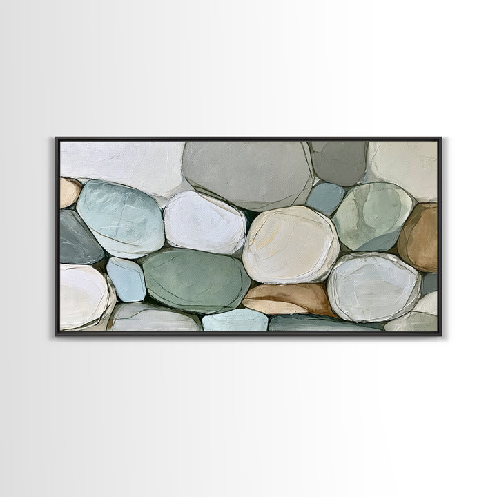 Pebble Texture Abstract Framed Canvas Print, Spa Art, Fashion Wall Art, Spa Decor, Abstract Art, Serenity, Modern Decor, SPA-2x1-11