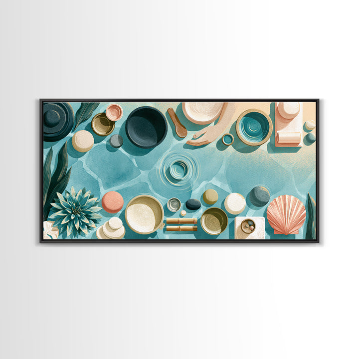 Blue Lagoon Water Seen from Above Framed Canvas Print, Spa Art, Fine Art Print, Spa Decor, Fine Art, Serenity, Wall Decor, SPA-2x1-16