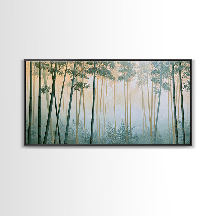 Misty Bamboo Forest Framed Canvas Print, Spa Art, Botanical Art, Spa Decor, Oil Painting, Serenity, Fashion Wall Art, SPA-2x1-25