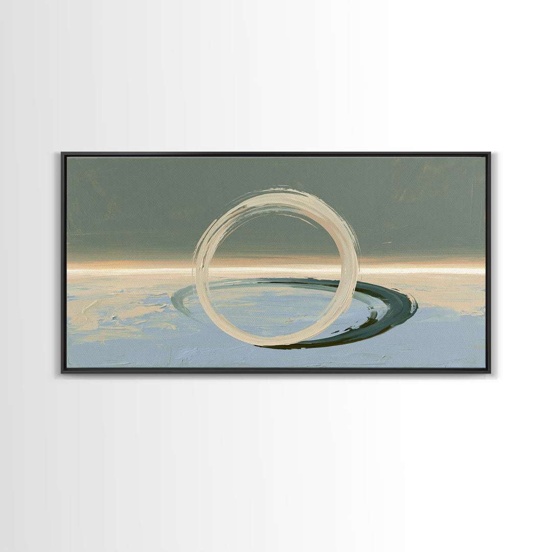Minimal Zen Circle Brushstroke Framed Canvas Print, Spa Art, Minimalist Decor, Spa Decor, Fine Art, Serenity, Contemporary Art, SPA-2x1-28