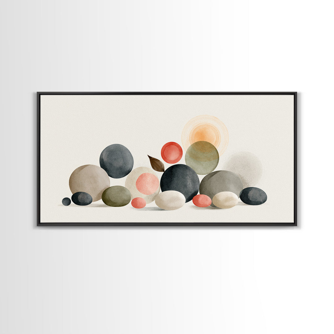 Pebble Texture Abstract Framed Canvas Print, Spa Art, Wall Art, Spa Decor, Abstract Art, Serenity, Dog Wall Art, Abstract Print, SPA-2x1-35