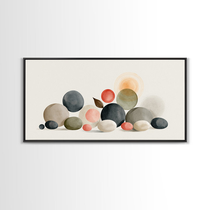 Pebble Texture Abstract Framed Canvas Print, Spa Art, Wall Art, Spa Decor, Abstract Art, Serenity, Dog Wall Art, Abstract Print, SPA-2x1-35