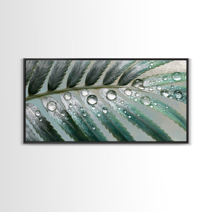 Fern Leaf Closeup Framed Canvas Print, Spa Art, Feminine Wall Art, Spa Decor, Fine Art, Serenity, Hair Salon Wall Art, SPA-2x1-55