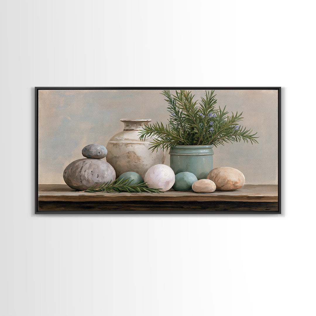 Botanical Herbal Arrangement Canvas Print, Spa Art, Printable Art, Spa Decor, Watercolor Art, Serenity, Fine Art Photography, SPA-2x1-58