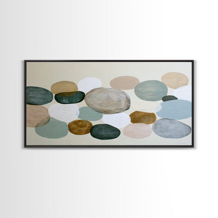 Pebble Texture Abstract Framed Canvas Print, Spa Art, City Art, Spa Decor, Abstract Art, Serenity, Boho Decor, SPA-2x1-59
