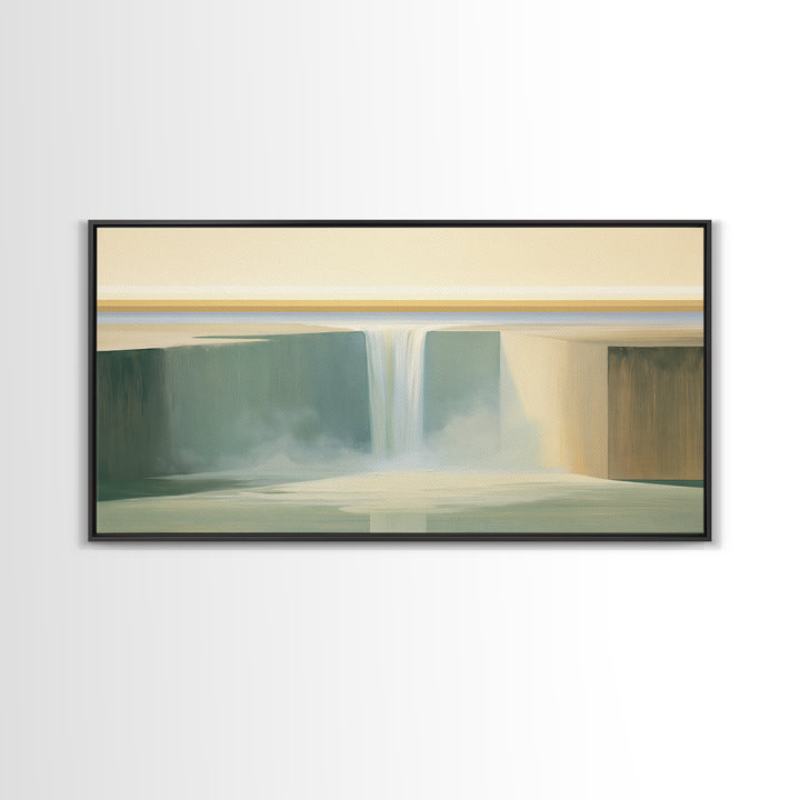 Serene Waterfall with Mist Canvas Print, Spa Art, Wall Art, Spa Decor, Oil Painting, Serenity, Dog Wall Art, Abstract Print, SPA-2x1-62