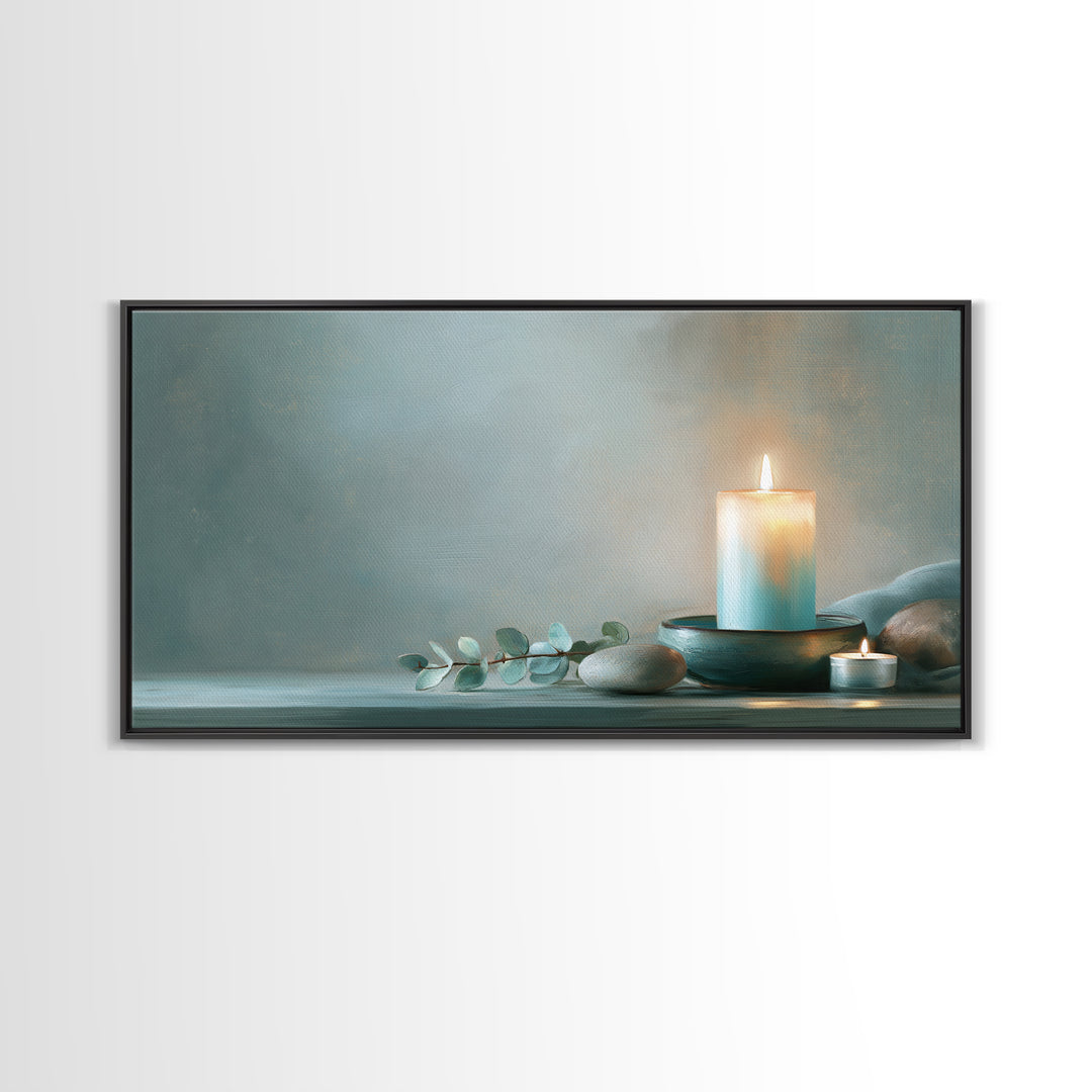 Warm Candle Flame Canvas Print, Spa Art, Abstract Print, Spa Decor, Oil Painting, Serenity, Esthetician Decor, Tarot Card Art, SPA-2x1-77