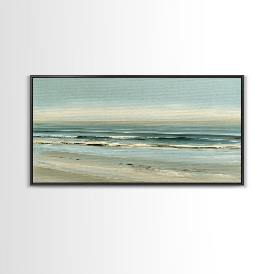 Coastal Horizon in Muted Spa Blues Canvas Print, Spa Art, Printable Wall Art, Spa Decor, Fine Art, Serenity, Feminine Wall Art, SPA-2x1-78