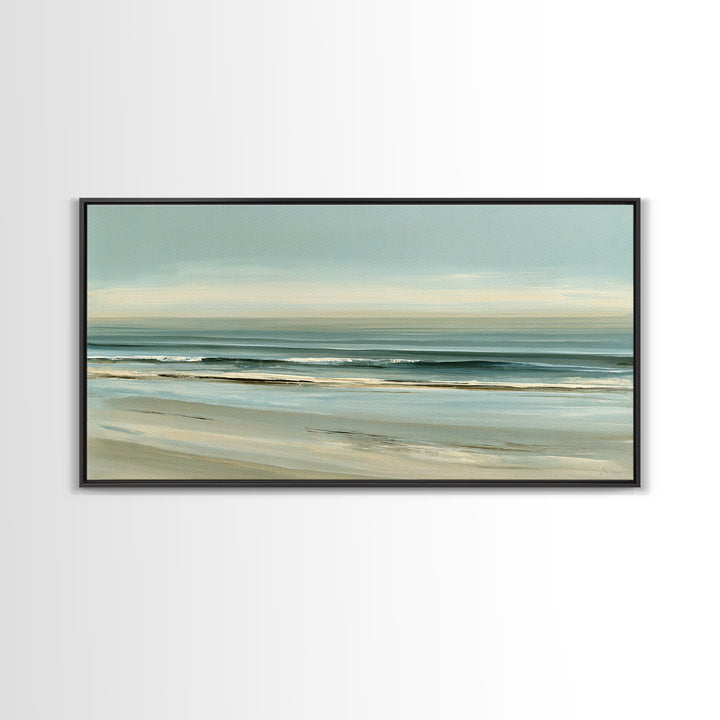 Coastal Horizon in Muted Spa Blues Canvas Print, Spa Art, Printable Wall Art, Spa Decor, Fine Art, Serenity, Feminine Wall Art, SPA-2x1-78