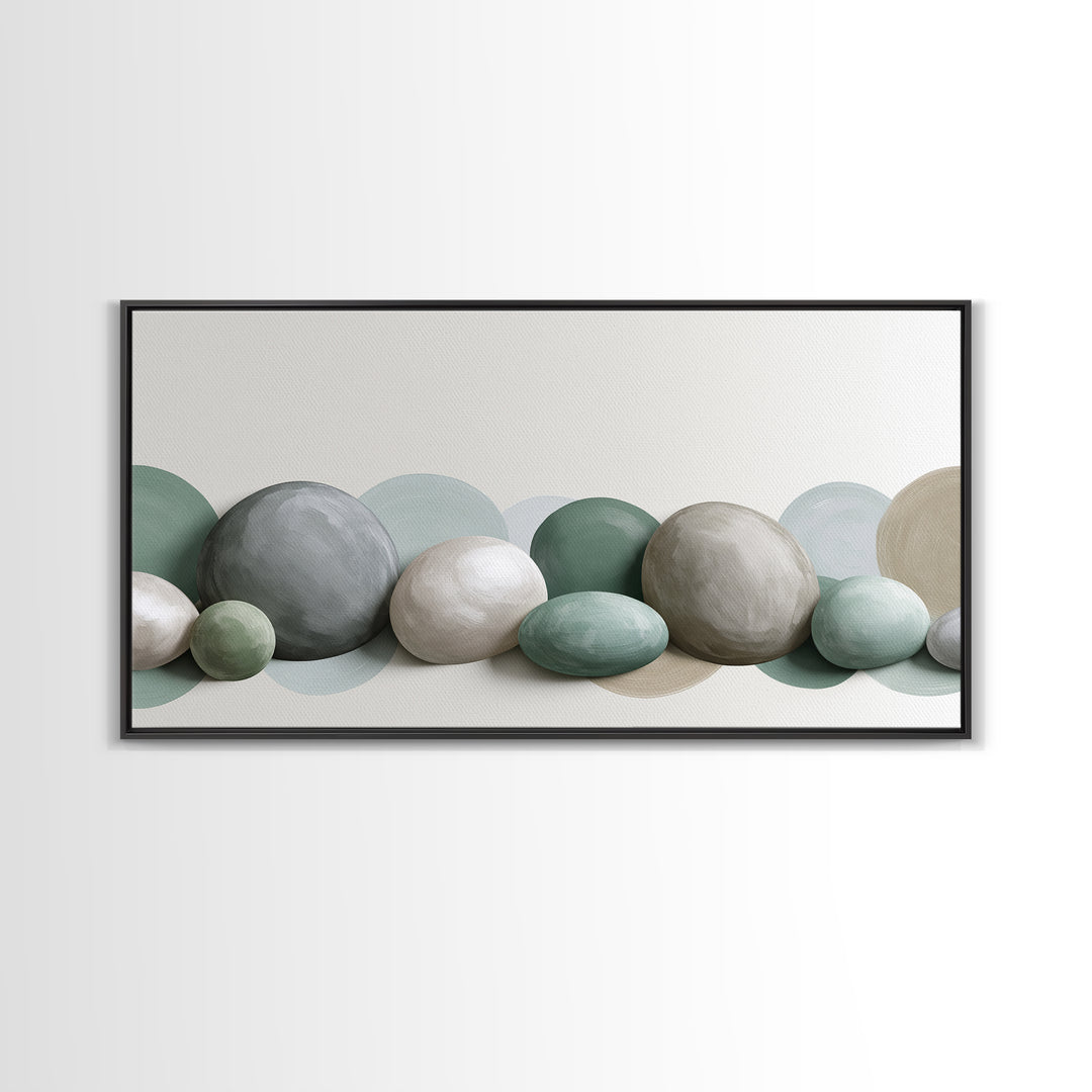 Pebble Texture Abstract Framed Canvas Print, Spa Art, Wall Decor, Spa Decor, Serenity, Minimalist Art, Feminine Wall Art, SPA-2x1-83