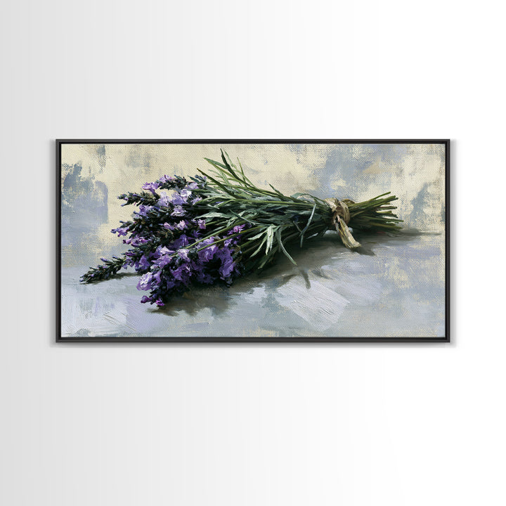 Lavender Bundle with Soft Shadow Framed Canvas Print, Spa Art, Animal Art, Spa Decor, Fine Art, Serenity, Gallery Decor, SPA-2x1-99