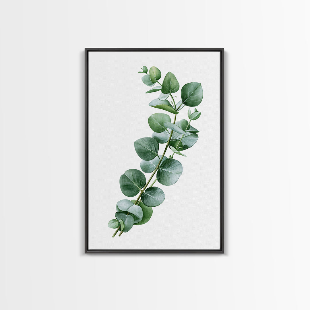 Eucalyptus Branch in Soft Green Watercolor Canvas Print, Spa Art, Textured Painting, Spa Decor, Serenity, Travel Poster, SPA-2x3-11