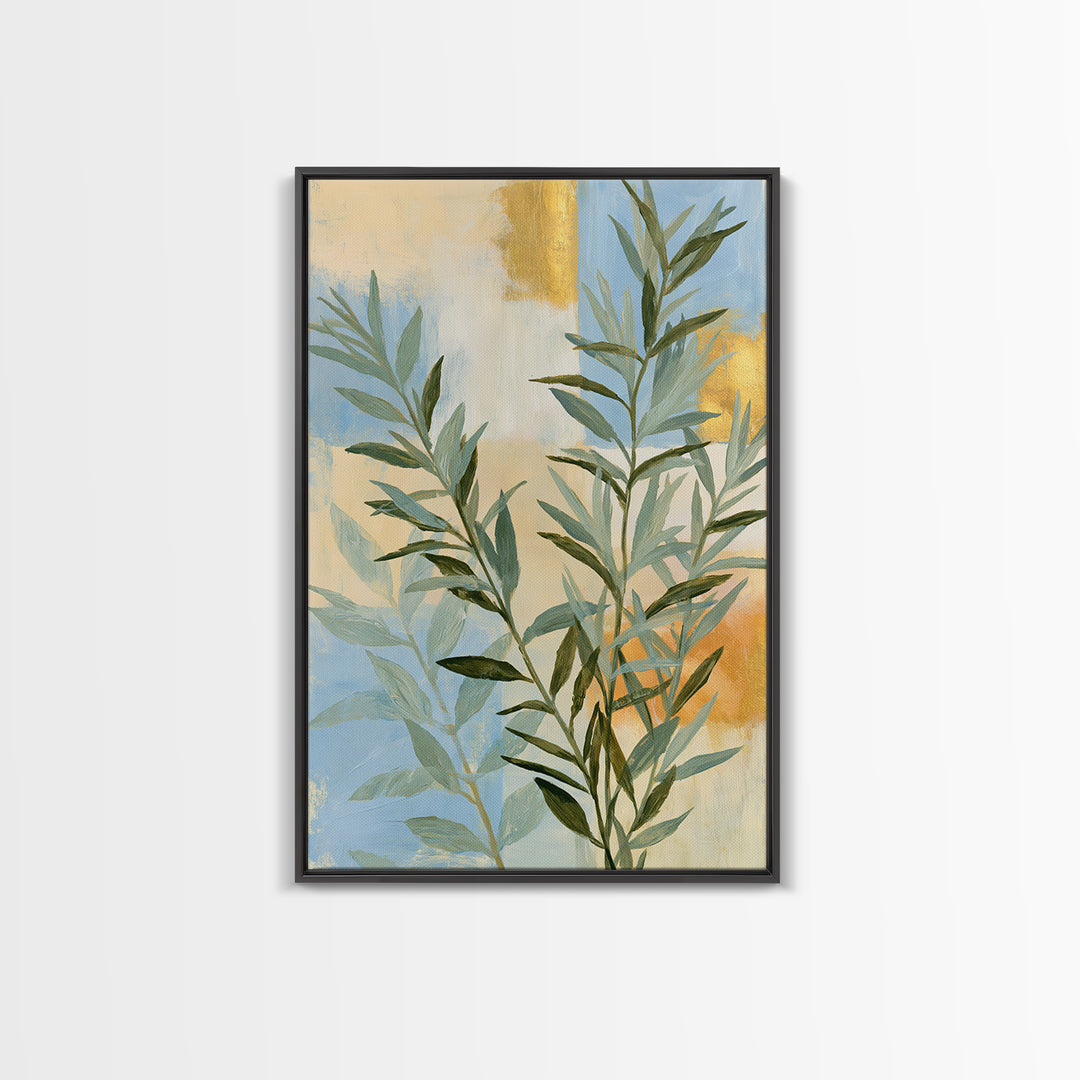 Botanical Herbal Arrangement Framed Canvas Print, Spa Art, Art, Spa Decor, Fine Art, Serenity, Abstract Print, Minimalist Art, SPA-2x3-22