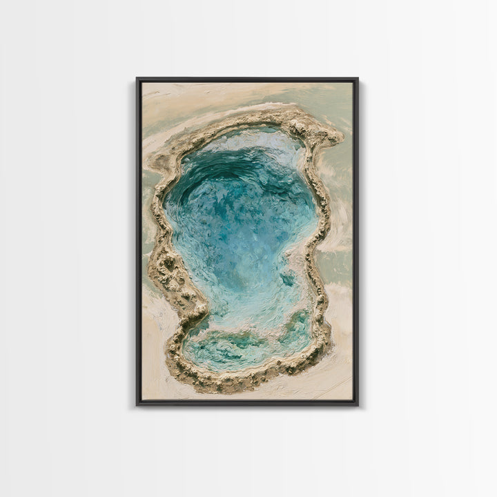 Blue Lagoon Water Seen from Above Framed Canvas Print, Spa Art, Salon Decor, Spa Decor, Fine Art, Serenity, Statement Artwork, SPA-2x3-28