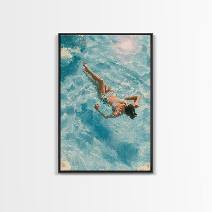 Blue Lagoon Water Seen from Above Framed Canvas Print, Spa Art, Minimalist Decor, Spa Decor, Fine Art, Serenity, SPA-2x3-4
