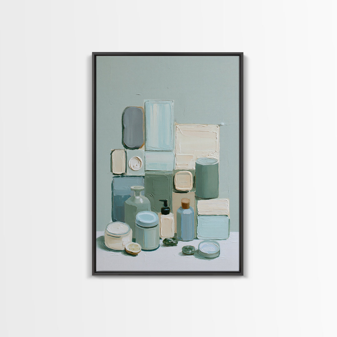 Sage and Ivory Geometric Calm Composition Canvas Print, Spa Art, Nature Prints, Spa Decor, Abstract Art, Serenity, SPA-2x3-5