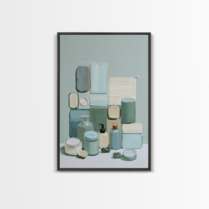 Sage and Ivory Geometric Calm Composition Canvas Print, Spa Art, Nature Prints, Spa Decor, Abstract Art, Serenity, SPA-2x3-5