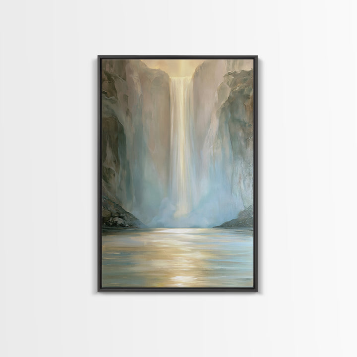 Serene Waterfall with Mist Canvas Print, Spa Art, Wall Decor, Spa Decor, Fine Art, Serenity, Minimalist Art, Feminine Wall Art, SPA-2x3-50