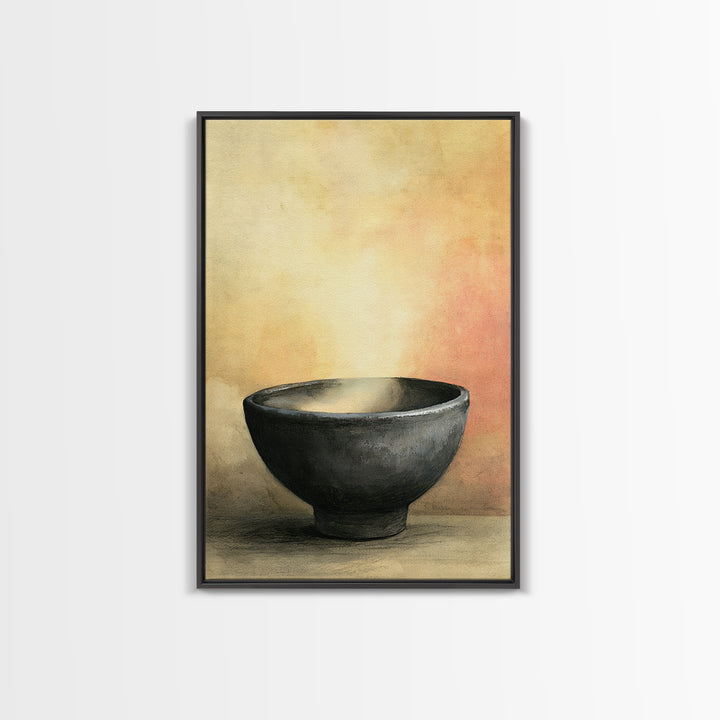 Tea Bowl and Steam Still Life Canvas Print, Spa Art, Printable Wall Art, Spa Decor, Fine Art, Serenity, Feminine Wall Art, SPA-2x3-54