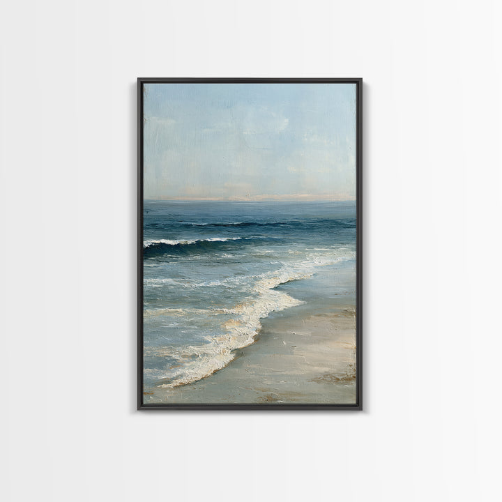 Coastal Horizon in Muted Spa Blues Canvas Print, Spa Art, Black Woman Art, Spa Decor, Fine Art, Serenity, Modern Home Decor, SPA-2x3-66