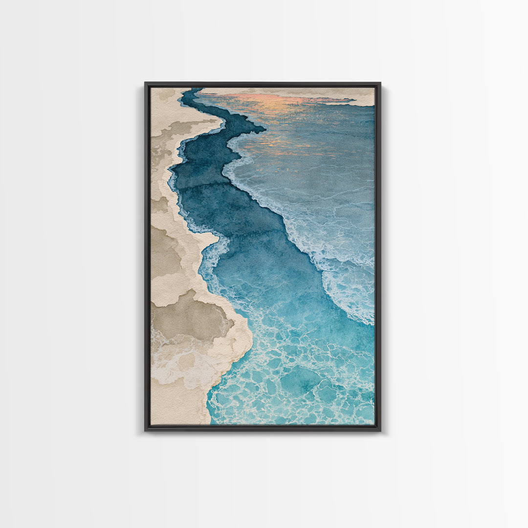 Blue Lagoon Water Seen from Above Framed Canvas Print, Spa Art, Teen Girl Room Decor, Spa Decor, Serenity, Luxury Decor, SPA-2x3-76