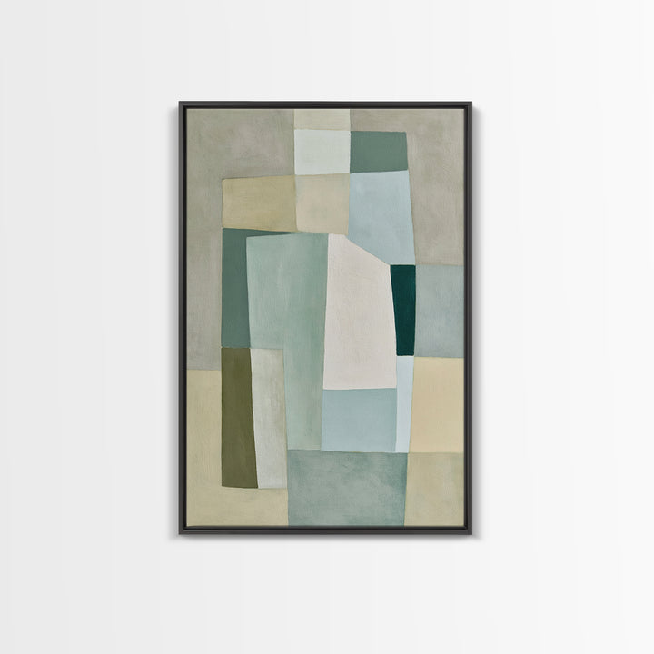 Sage and Ivory Geometric Calm Composition Canvas Print, Spa Art, Fashion Wall Art, Spa Decor, Abstract Art, Serenity, SPA-2x3-77