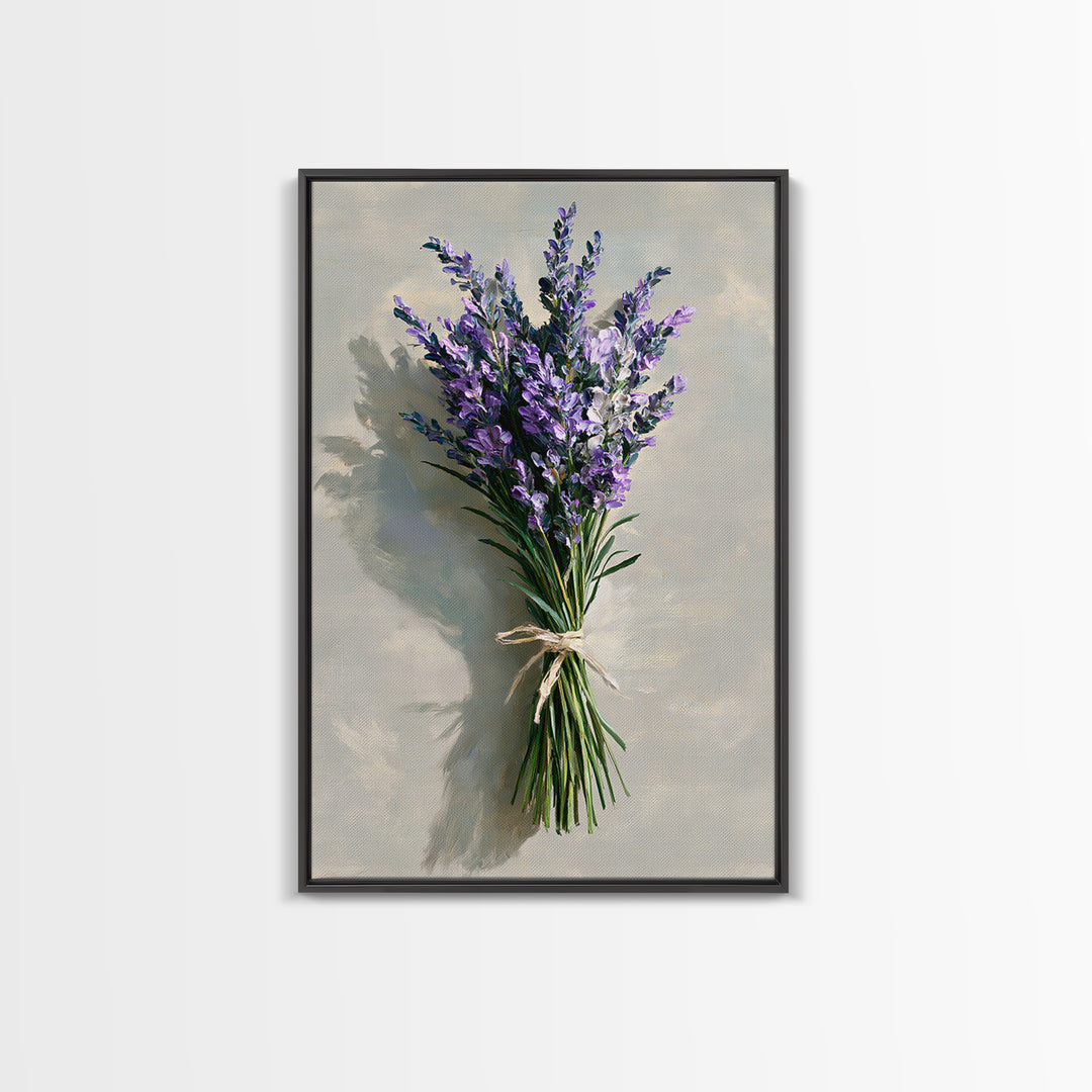 Lavender Bundle with Soft Shadow Framed Canvas Print, Spa Art, Esthetician Decor, Spa Decor, Fine Art, Serenity, Room Decor, SPA-2x3-87