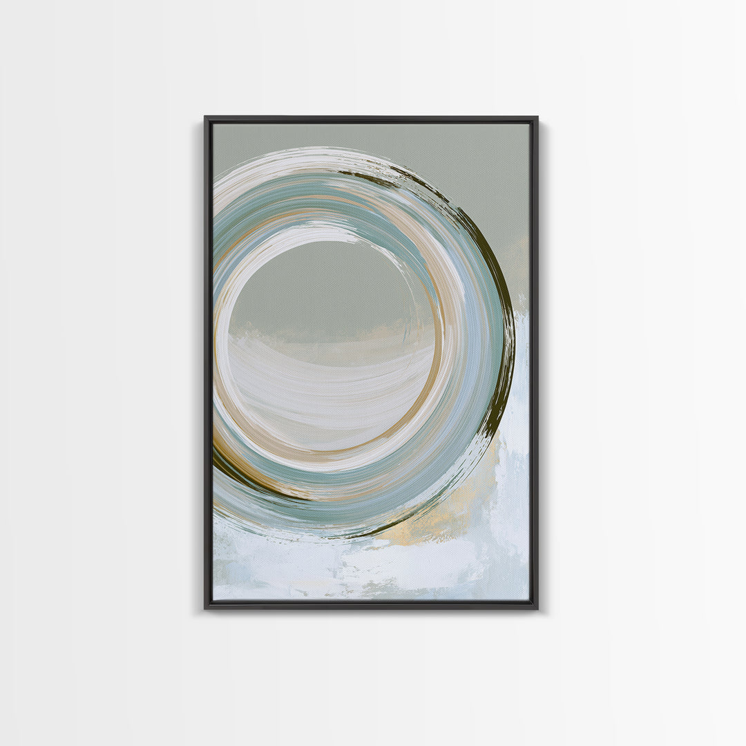 Minimal Zen Circle Brushstroke Framed Canvas Print, Spa Art, Feminine Wall Art, Spa Decor, Serenity, Hair Salon Wall Art, SPA-2x3-88