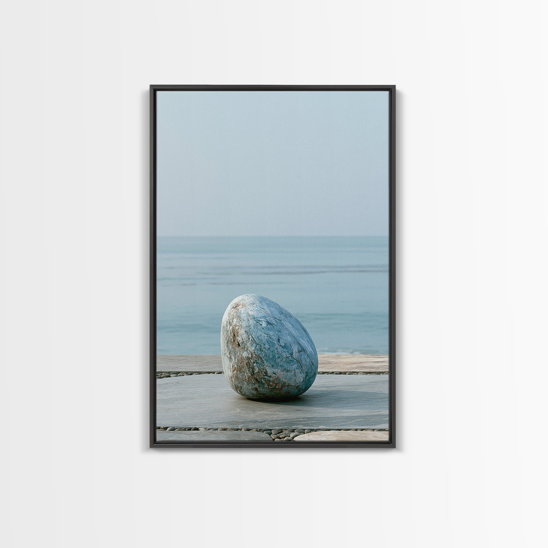 Coastal Horizon in Muted Spa Blues Framed Canvas Print, Spa Art, Spa, Spa Decor, Oil Painting, Serenity, Teen Girl Room Decor, SPA-2x3-90