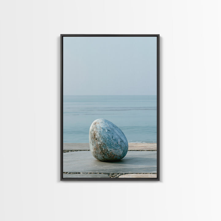 Coastal Horizon in Muted Spa Blues Framed Canvas Print, Spa Art, Spa, Spa Decor, Oil Painting, Serenity, Teen Girl Room Decor, SPA-2x3-90