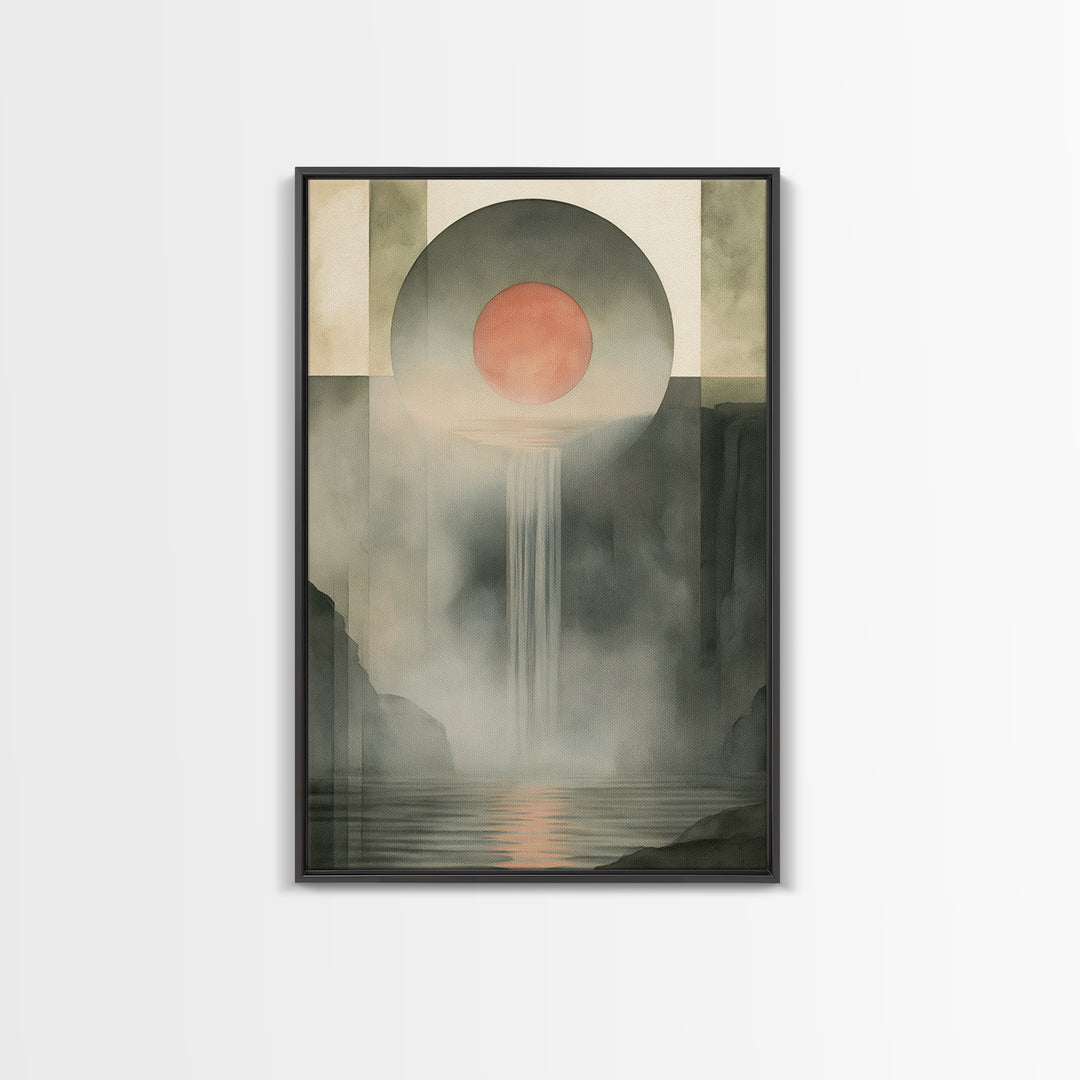 Serene Waterfall with Mist Framed Canvas Print, Spa Art, Nature Prints, Spa Decor, Watercolor Art, Serenity, Dog Groomer Gifts, SPA-2x3-98
