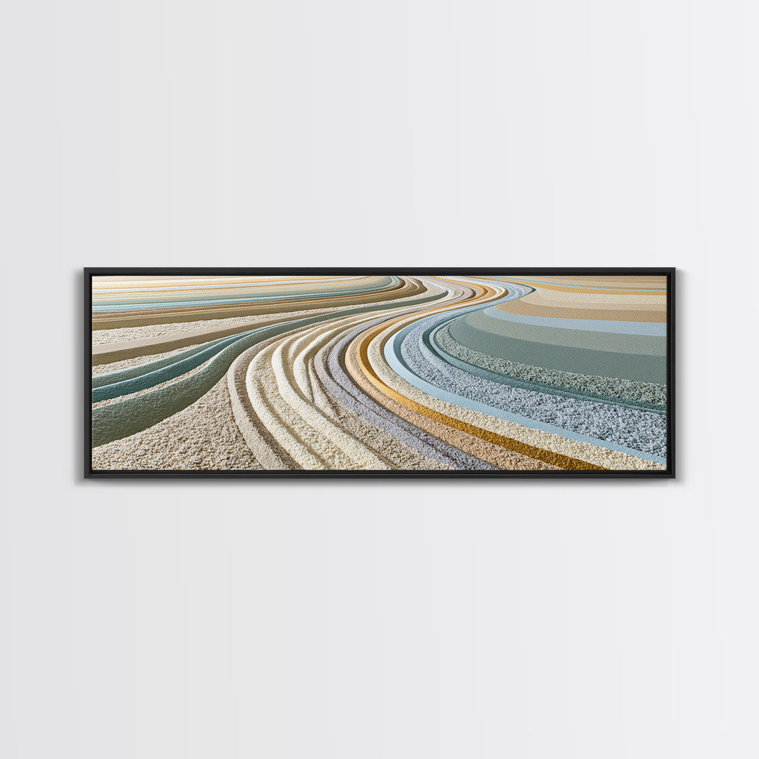Sand Garden Lines Canvas Print, Spa Art, Textured Painting, Spa Decor, Fine Art, Serenity, Travel Poster, Abstract, SPA-3x1-100