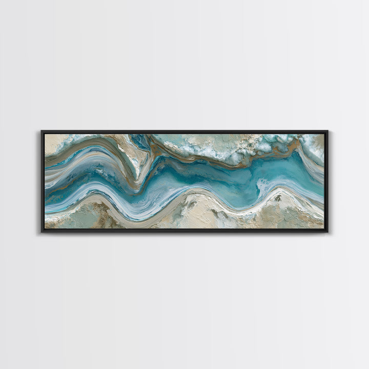 Blue Lagoon Water Seen from Above Framed Canvas Print, Spa Art, Teen Girl Room Decor, Spa Decor, Serenity, Luxury Decor, SPA-3x1-12