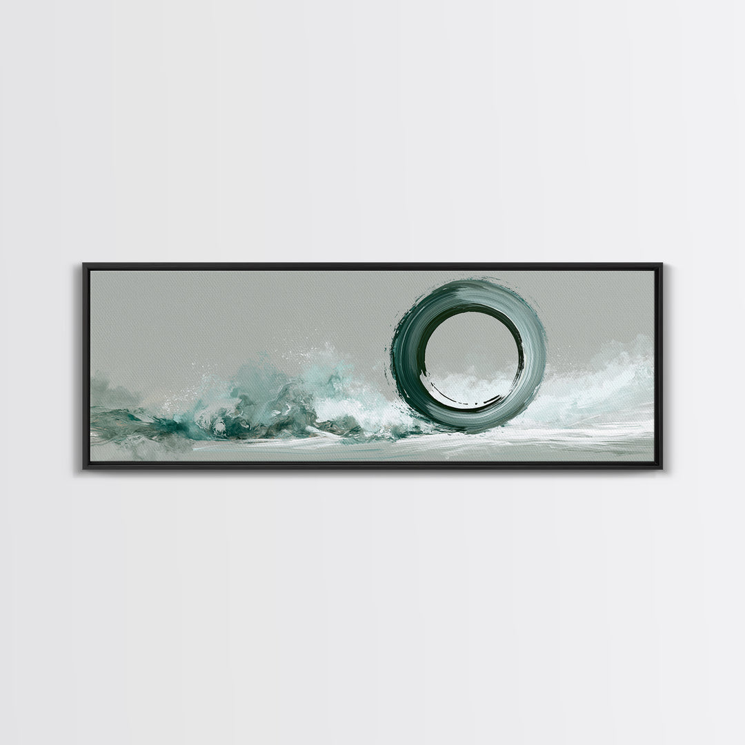 Minimal Zen Circle Brushstroke Canvas Print, Spa Art, Tarot Card Art, Spa Decor, Fine Art, Serenity, Textured Painting, SPA-3x1-24