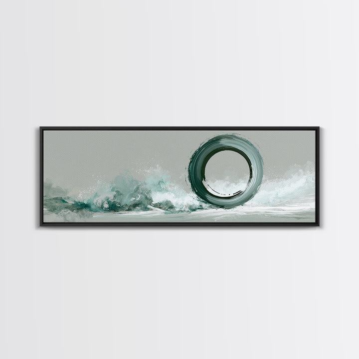 Minimal Zen Circle Brushstroke Canvas Print, Spa Art, Tarot Card Art, Spa Decor, Fine Art, Serenity, Textured Painting, SPA-3x1-24
