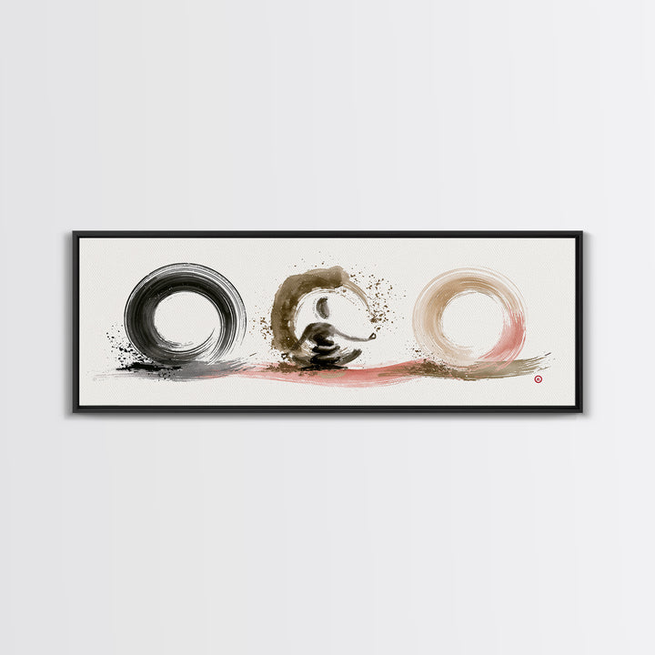 Minimal Zen Circle Brushstroke Canvas Print, Spa Art, Room Decor, Spa Decor, Fine Art, Serenity, Nature Prints, Travel Poster, SPA-3x1-48