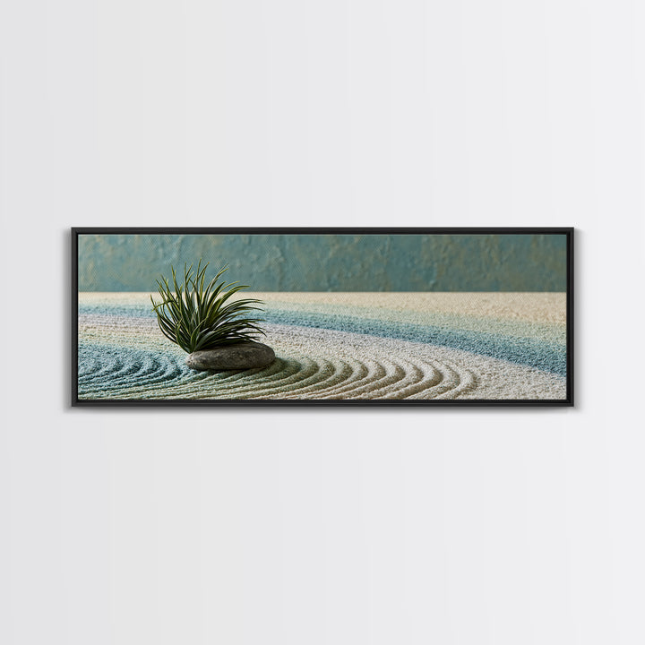 Sand Garden Lines Framed Canvas Print, Spa Art, Textured Painting, Spa Decor, Fine Art, Serenity, Travel Poster, Abstract, SPA-3x1-52