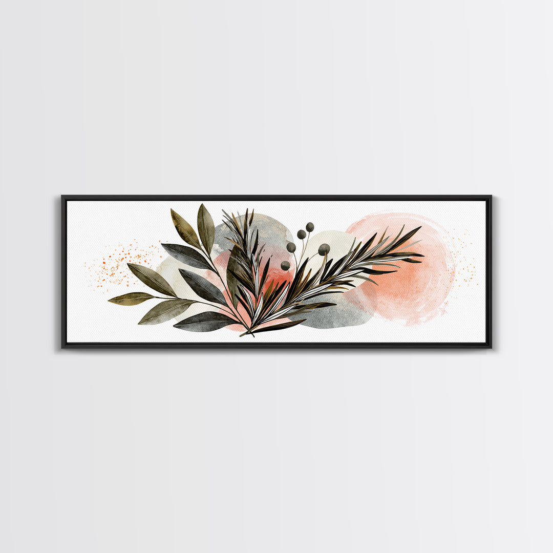 Botanical Herbal Arrangement Canvas Print, Spa Art, Tarot Card Art, Spa Decor, Watercolor Art, Serenity, Textured Painting, SPA-3x1-54