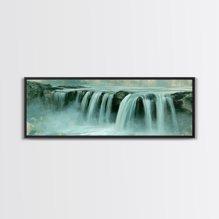 Serene Waterfall with Mist Framed Canvas Print, Spa Art, Fine Art Photography, Spa Decor, Fine Art, Serenity, Wildlife Wall Art, SPA-3x1-58