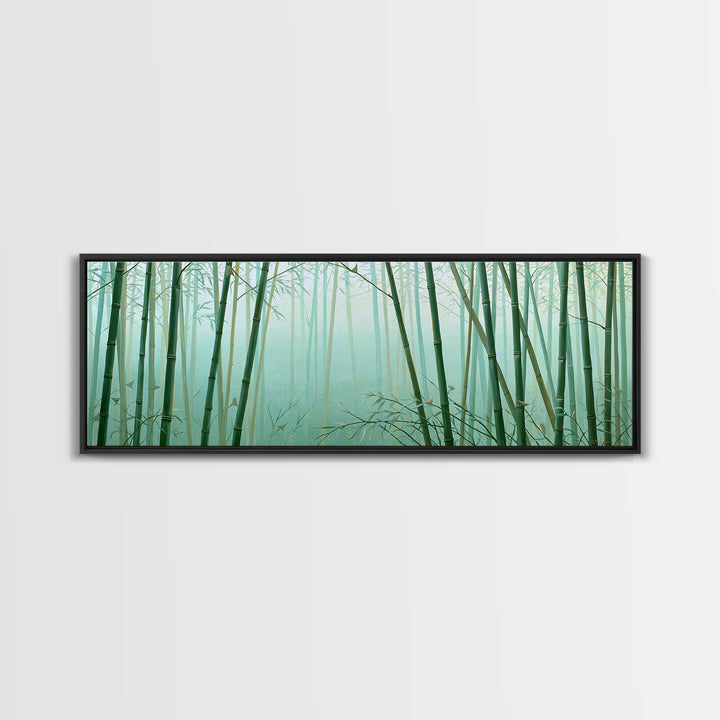 Misty Bamboo Forest Framed Canvas Print, Spa Art, Gallery Decor, Spa Decor, Fine Art, Serenity, Wall Art, Home Decor, SPA-3x1-69