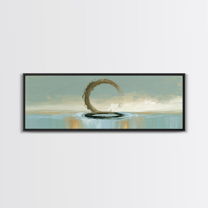 Minimal Zen Circle Brushstroke Framed Canvas Print, Spa Art, Art, Spa Decor, Fine Art, Serenity, Abstract Print, Minimalist Art, SPA-3x1-72