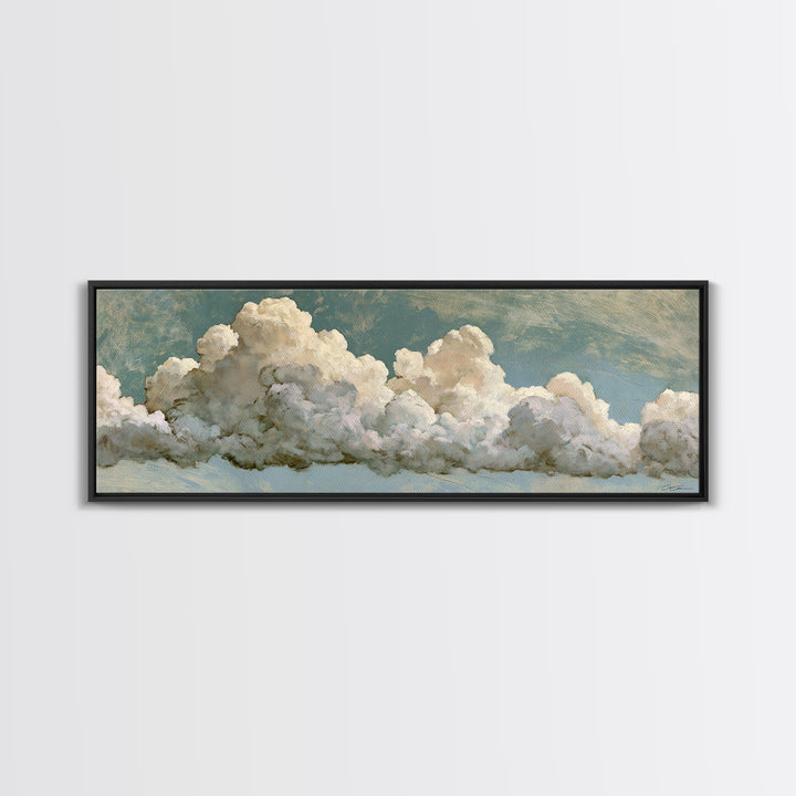 Soft Cloudscape in Cream and Sage Framed Canvas Print, Spa Art, Esthetician Decor, Spa Decor, Fine Art, Serenity, Room Decor, SPA-3x1-77