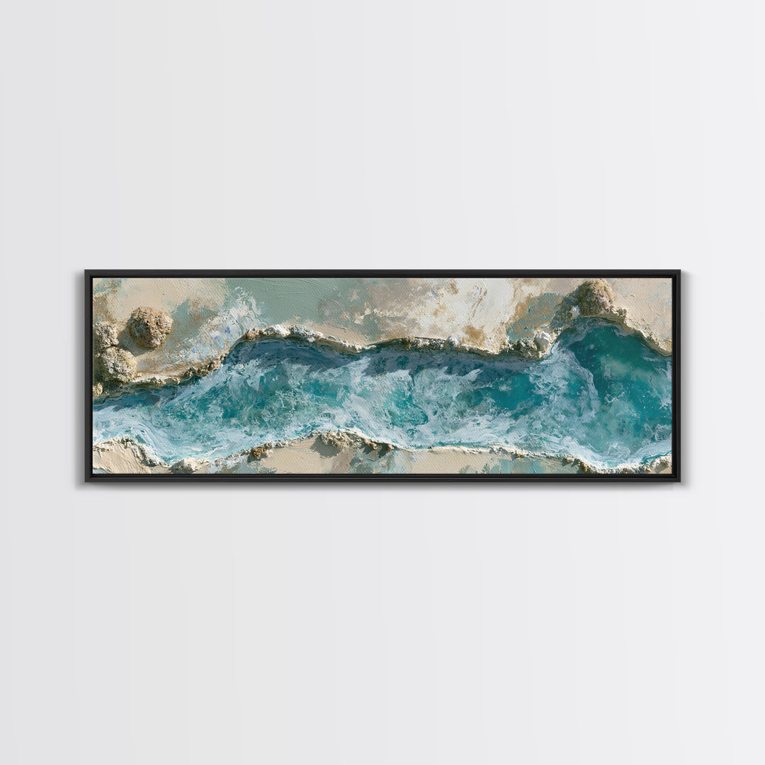 Blue Lagoon Water Seen from Above Framed Canvas Print, Spa Art, Printable Art, Spa Decor, Serenity, Fine Art Photography, SPA-3x1-84