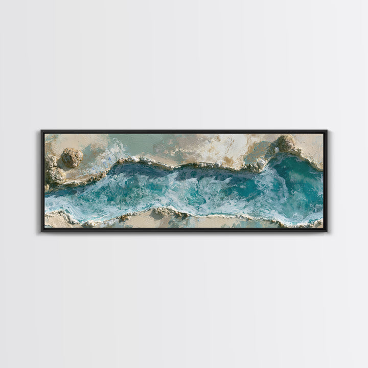 Blue Lagoon Water Seen from Above Framed Canvas Print, Spa Art, Printable Art, Spa Decor, Serenity, Fine Art Photography, SPA-3x1-84